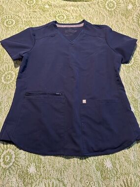 Fabletics Navy Blue V-Neck Scrub Top